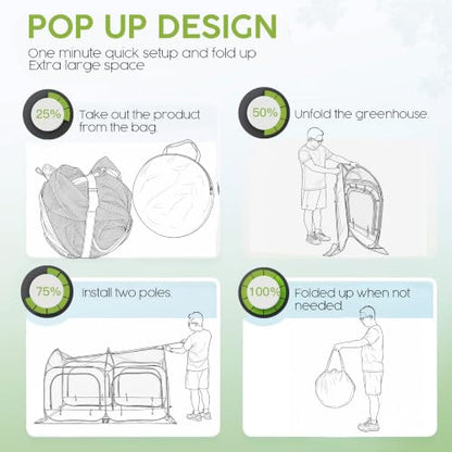 Poray 8.2x4FT Pop up Tunnel Crop Cage, 6FT High Plant Netting Cover for Garden, Pest Guard Barrier for Vegetables & Fruits, Durable Animal & Insect Protection Net - size: Large 8.2x4.1x6FT