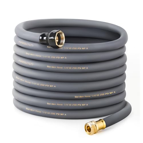 Garden Hose 5/8"x 75ft Brass Rubber Heavy Duty Water Hose 600 PSI Grey - color: Gray, size: 75FT