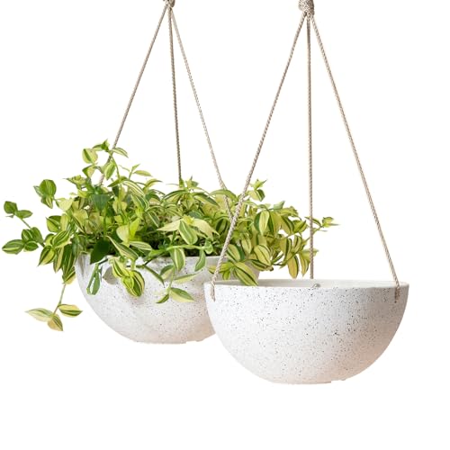 LA Jolie Muse Hanging Planter Baskets for Indoor Plant, Set of 2, 9.84 Inch - color: Speckled White, size: 9.84 Inch