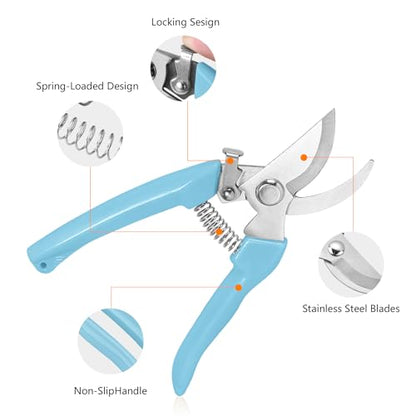 Garden Scissors for Plant, Tip Pruning Shears for Cutting Flowers, Trimming Plants, Bonsai and Fruits Picking (Blue Bypass Blade Pruner) - style: 1 Pc-Blue