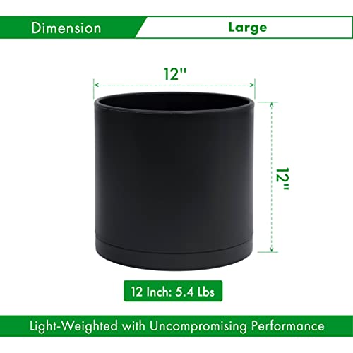 D'vine Dev Plastic Planter Pot with Saucer, 12 in, Black, 74-X-B-3 - color: Matte Black, size: 12 Inch