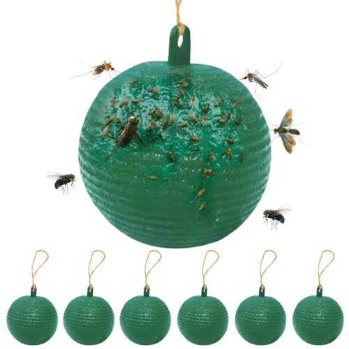 6pcs Sticky Insect Trap Ball Osseph Fruit Fly Trap Balls for Indoor Outdoor - color: Green