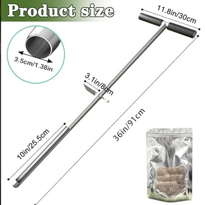 36" Soil Sample Probe Stainless Steel T-Style Handle Sampling Soil Probe