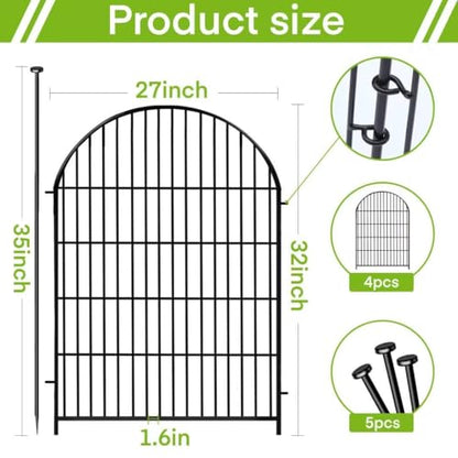 ADAVIN Tall Garden Fence with Gate, 32in 4 Panels Fencing for Yard 8.8 Ft - color: Black, size: 32in(H)x27in(L) 3 Panels + 1 Gate