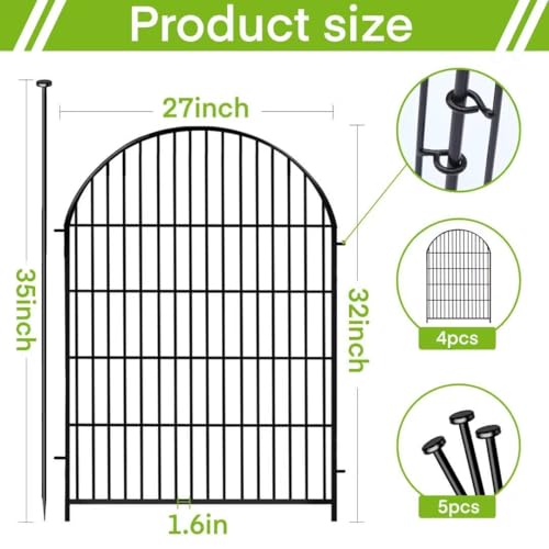 ADAVIN Tall Garden Fence with Gate, 32in 4 Panels Fencing for Yard 8.8 Ft - color: Black, size: 32in(H)x27in(L) 3 Panels + 1 Gate