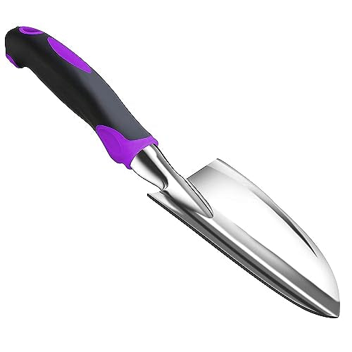 Garden Tool Shovel for Digging Gardening Trowel for Lawn Planting Alloy Spade Plastic Handle Anti Slippery - color: Purple