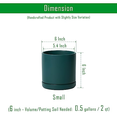 D'vine Dev 2-Pack Ceramic Pots with Saucers, Teal, 6 in, 94-V-C-9 - color: Teal, size: 6 Inch