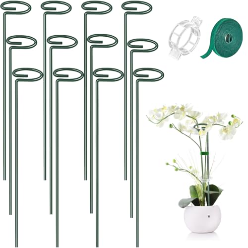 MAFONE 12 Pack 16inch Metal Plant Support Stakes for Tomato Orchid Lily - size: 12pcs 16 inch