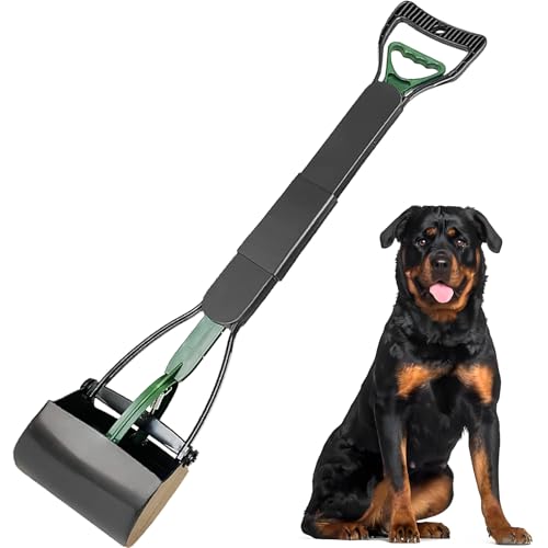 32'' Pooper Scooper for Large Small Dogs Heavy Duty, Long Handle Poop Scoop for Yard, Grass, Gravel, Dog Poop Grabber with High Strength Material and Durable Spring(Dark Green) - size: 1 Piece(32-inch length)Dark Green