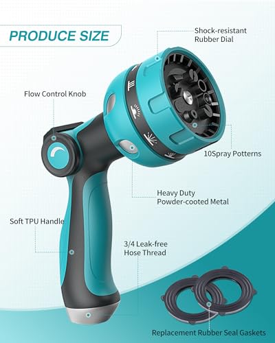 Garden Hose Nozzle Heavy Duty, Water Hose Sprayer Nozzle for Outdoor - color: Blue