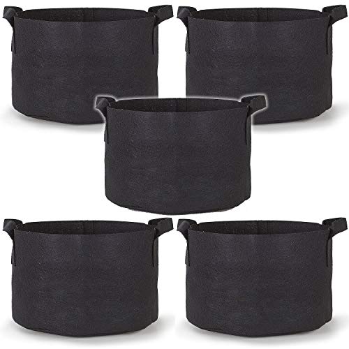 247Garden 5-Pack 30 Gallon Grow Bags/Aeration Fabric Pots w/Handles (260GSM, Black, 15.5H x 24D) - color: Black, size: 30 Gallon