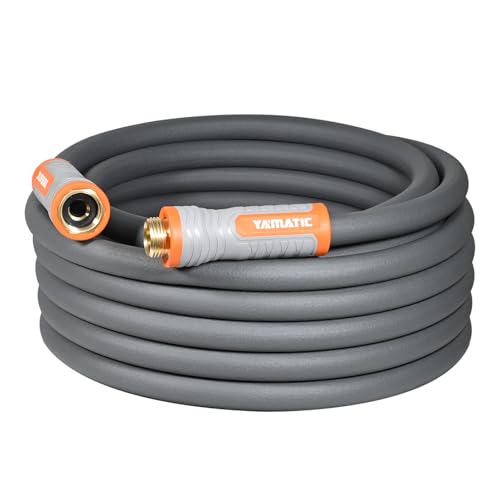 YAMATIC Flexible Garden Hose 5/8" x 30ft, 360° Swivel Handle, Burst 600 PSI - color: Gray, size: 30' (feet) Male to Female with Swivel