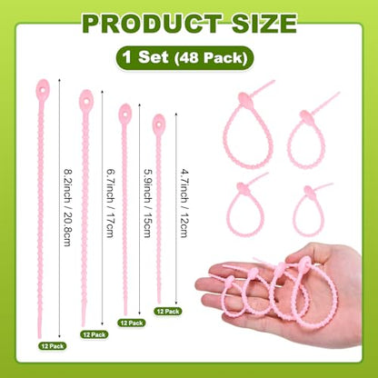 M METERXITY 24-Pack Adjustable Plant Ties, 4.7/5.9/6.7/8.2 Inch Silicone Flexible Multi-Function Garden Twist Tie for Crafts/Gift Wrapping/Gardening Plants, Reusable Support Twine [Pink] - color: Pink