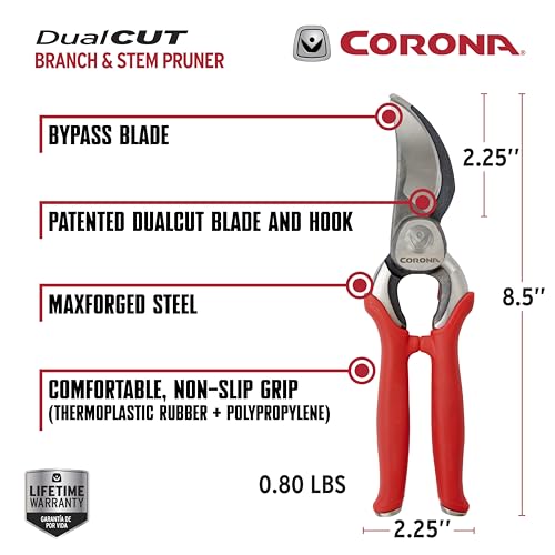 Corona Tools DualCUT Forged Steel Bypass Hand Pruner – 1″ Cutting Capacity Garden Pruning Shears for Branch & Stem Cutting - size: 1 in