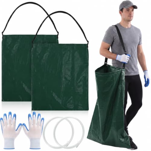 Faccito 2 Pack Litter Bag with Shoulder Strap Trash Leaf Bag Holder, Green - color: Green
