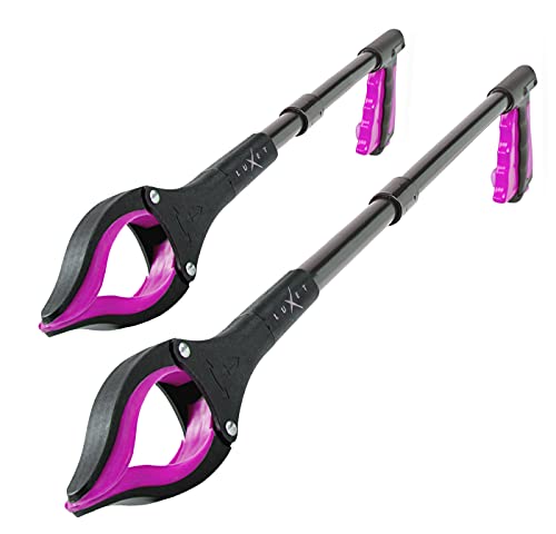 Grabber Reacher Tool - 2 Pack - Latest Version Long 19/32 Inch Foldable Pick Up Stick - Strong Grip Magnetic Tip Lightweight Trash Picker Claw Reacher Grabber Tool for Elderly Reaching, Luxet (Pink) - color: Pink