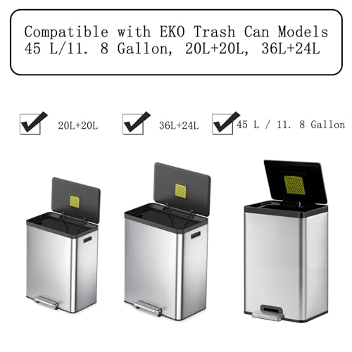 8 Pack Activated Carbon Filters Fits EKO Trash Can with Built-in Compartment 11.8 Gallon, 20L+20L, 36L+24L, Also Fits SIMPLI-Magic Garbage Bins Gallons, Refill for Trash Can and Compost Bin - style: 8 Pack Filter