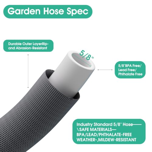 Garden Hose 50 FT, Non-Expanding Water Hose, Kink-Free, Burst-Resistant - size: 50ft