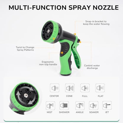 Lightweight Flat Garden Hose 50 FT, 3/4" GHT Flexible Water Hose with Spray Nozzle, Durable 800D Fabric, Kink Free Design, Portable Garden Hose for Lawn, Yard, Car Wash