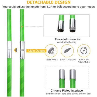 30 Feet Tree Pole Pruner Manual Branches Trimmer Tree Branch Garden Tools Loppers Hand Pole Saws Extendable Height - size: 30FT