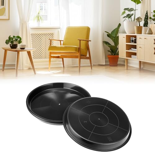 QWORK 12" Plant Saucers, 6 Pack Plastic Round Plant Tray for Pots, Garden Plate Bowls, Trays for Planter, Black