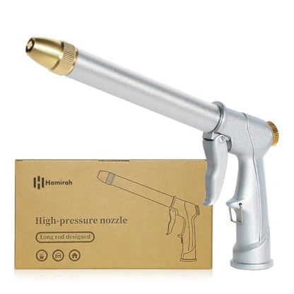 Garden Hose Nozzle with Brass Nozzle,100% Heavy Duty Metal Water Nozzle - color: Silver