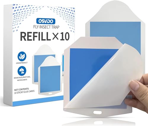 OSVDO Flying Insect Trap Refills, 10 Pcs Glue Cards, White - size: 10 x Refills