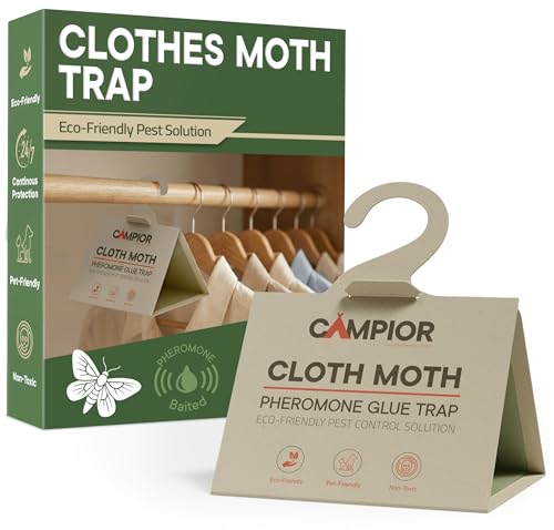 Clothing Moth Traps with Pheromones (12 Pack) Non‑Toxic, Sticky Glue Traps for Clothes Moth Treatment & Prevention, Case‑Making & Web‑Spinning Moths, for Closets & Storage, Protects Clothes & Carpets - size: 12-pk Cloth