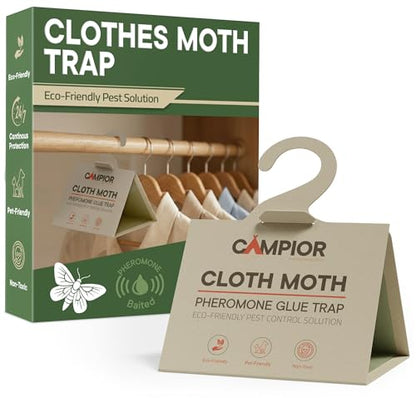 Clothing Moth Traps with Pheromones (12 Pack) Non‑Toxic, Sticky Glue Traps for Clothes Moth Treatment & Prevention, Case‑Making & Web‑Spinning Moths, for Closets & Storage, Protects Clothes & Carpets - size: 12-pk Cloth