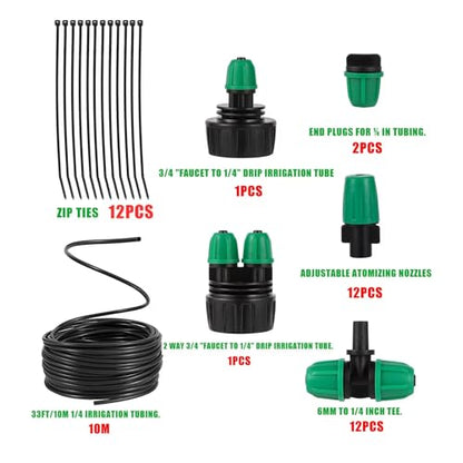 1/4" Lock Barbed Misting Cooling Drip Irrigation System - size: Medium Drip Irrigation Kit