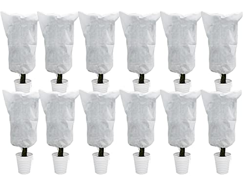 EAONE 12 Pack Plant Covers Freeze Protection, 24x32'' Winter Frosts Cloth for Outdoor Plants, Reusable Frost Blankets Drawstring Bags for Cold Freeze Sun Protection Bird Insect Prevention,White - color: White, size: 24"W x 32"H (12 Pack)