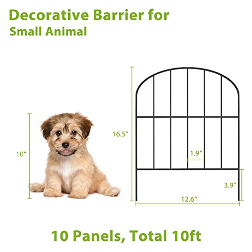 Decorative Garden Fence 10ft (L) x 16.5in (H) Fencing Dog Animal Barrier - size: 10' (L)