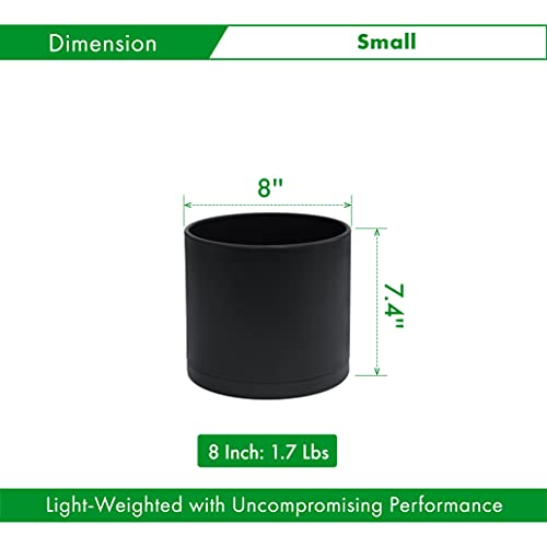 D'vine Dev Plastic Planter Pot with Saucer, 8 in, Black, 74-X-B-1 - color: Matte Black, size: 8 Inch