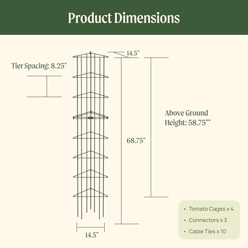 Vego 3-Panel Tomato Cage for Garden & Pots, Rust-Resistant Tomato Stakes Plant Cage Trellis Support for Climbing Vegetables Plants- 11.5" Triangle 4 Pack - size: 11.5 inch