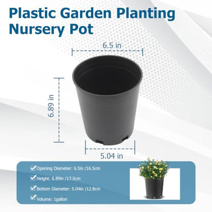 Planter Nursery Pots 0.74 Gallon Pots for Plants, Injection Molded Plastic Nursery Pots, Plant Container 0.74 Gal 10-Pack - color: Black, size: Round-7inch-10pcs