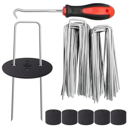 MySit 6 inch Weed Fabric Staples with Gaskets Pick Hook 50 Pack - size: 50pcs with pick hook