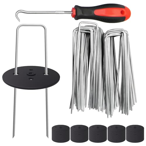 MySit 6 inch Weed Fabric Staples with Gaskets Pick Hook 50 Pack - size: 50pcs with pick hook