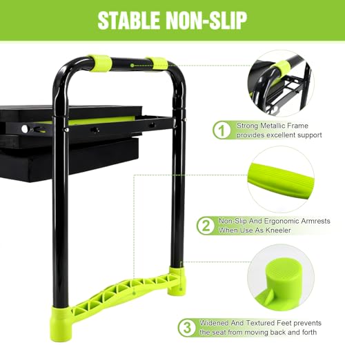 10.9in Wide Foldable Garden Kneeler and Seat, Heavy Duty with Thick Pad