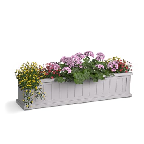 Mayne Cape Cod 4ft Window Box - White - 48in L x 11in W x 10.8in H - Polyethylene - Built-in Water Reservoir (4841-W) - color: White