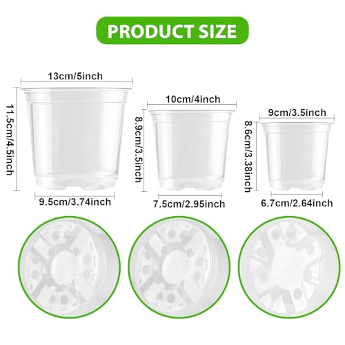 Clear Nursery Pots 15 Pack, 3.5/4/5 Inch with Drainage Holes - style: 15PCS