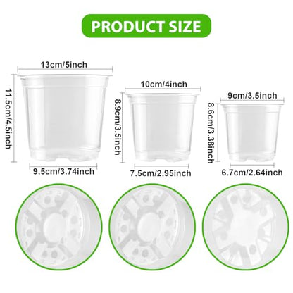 Clear Nursery Pots 36 Pack, 3.5/4/5 Inch with Drainage Holes - style: 36PCS