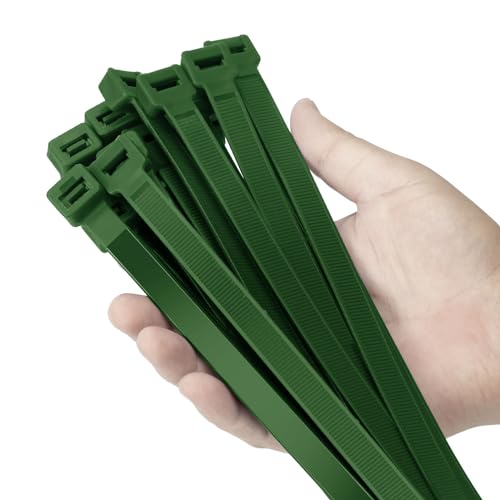 Armpow 24 inch Garden green Zip Ties Heavy Duty 50 PACK, 250 LBS Ultra Exclusive Strong Plastic Wire Ties, Large Cable Ties Extra Long Tie Wraps, Indoor and Outdoor UV Resistant - color: Gaeden Green