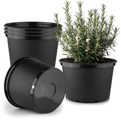 RooTrimmer 10 Gallon Plastic Nursery Pots, 16 Inch Round Plant Pots with Drainage Holes, 5 Pack Large Garden Flower Pots for Outdoor Indoor Plants, Gardening Gifts for Women, Black - size: 10Gallon-5P-Black