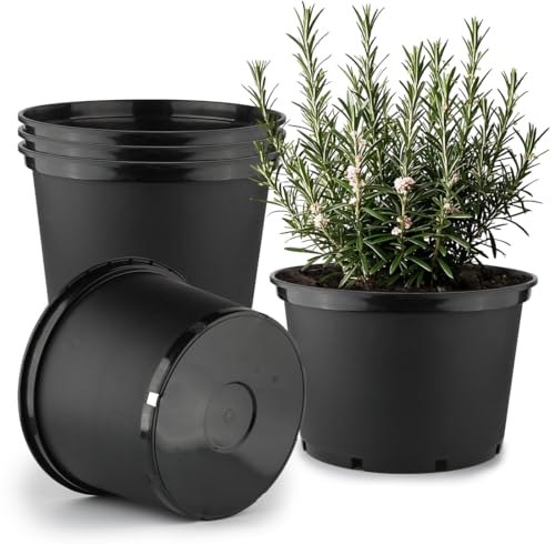 RooTrimmer 10 Gallon Plastic Nursery Pots, 16 Inch Round Plant Pots with Drainage Holes, 5 Pack Large Garden Flower Pots for Outdoor Indoor Plants, Gardening Gifts for Women, Black - size: 10Gallon-5P-Black