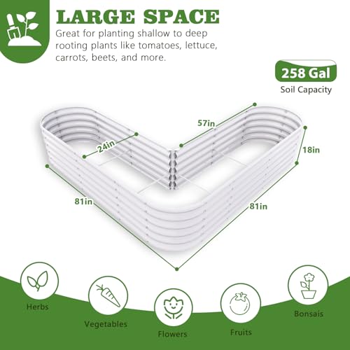 Anleolife 81x81x18in Heart-Shaped Raised Garden Bed, Antique White - color: Heart Shape-antique White, size: 81x81x18in