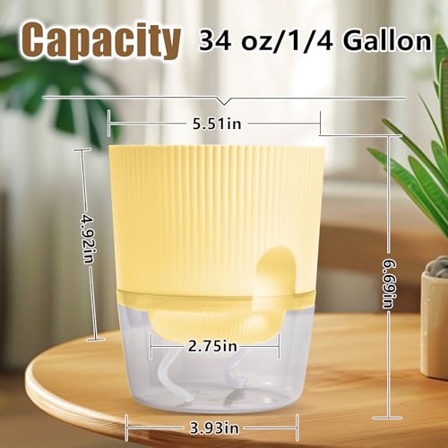 ZXJ 5.5 Inch Self Watering Planter Pots for Indoor Plants - African Violet Pots with Wick Rope - Yellow