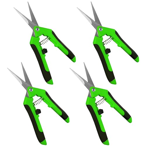 Garden Guru Razor Sharp Snip - Professional Garden Pruning Shears Trimmers Scissors – Micro-Tip Precision Stainless Steel Blades - Easy on Arthritic Hands - Soft Ergonomic Rubber Handles (4 Pack) - size: 4 Pack, style: Snips