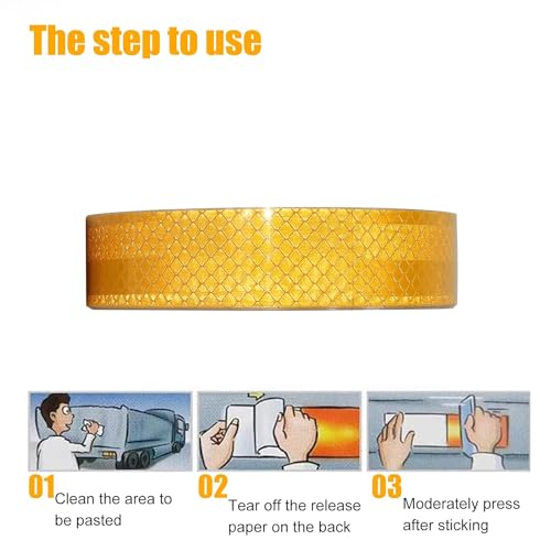 Reflective Tape, Waterproof Self Adhesive Dot Safety Reflector - color: Yellow, size: 1 Inch x 115 Feet
