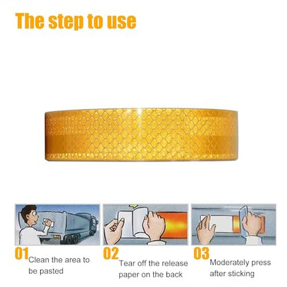 Reflective Tape, Waterproof Self Adhesive Dot Safety Reflector - color: Yellow, size: 1 Inch x 115 Feet