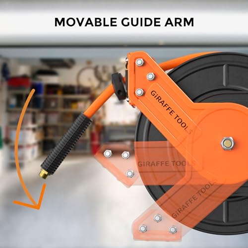 Giraffe Tools Retractable Air Hose Reel 25ft 3/8" Hybrid Hose Garage - size: 25ft